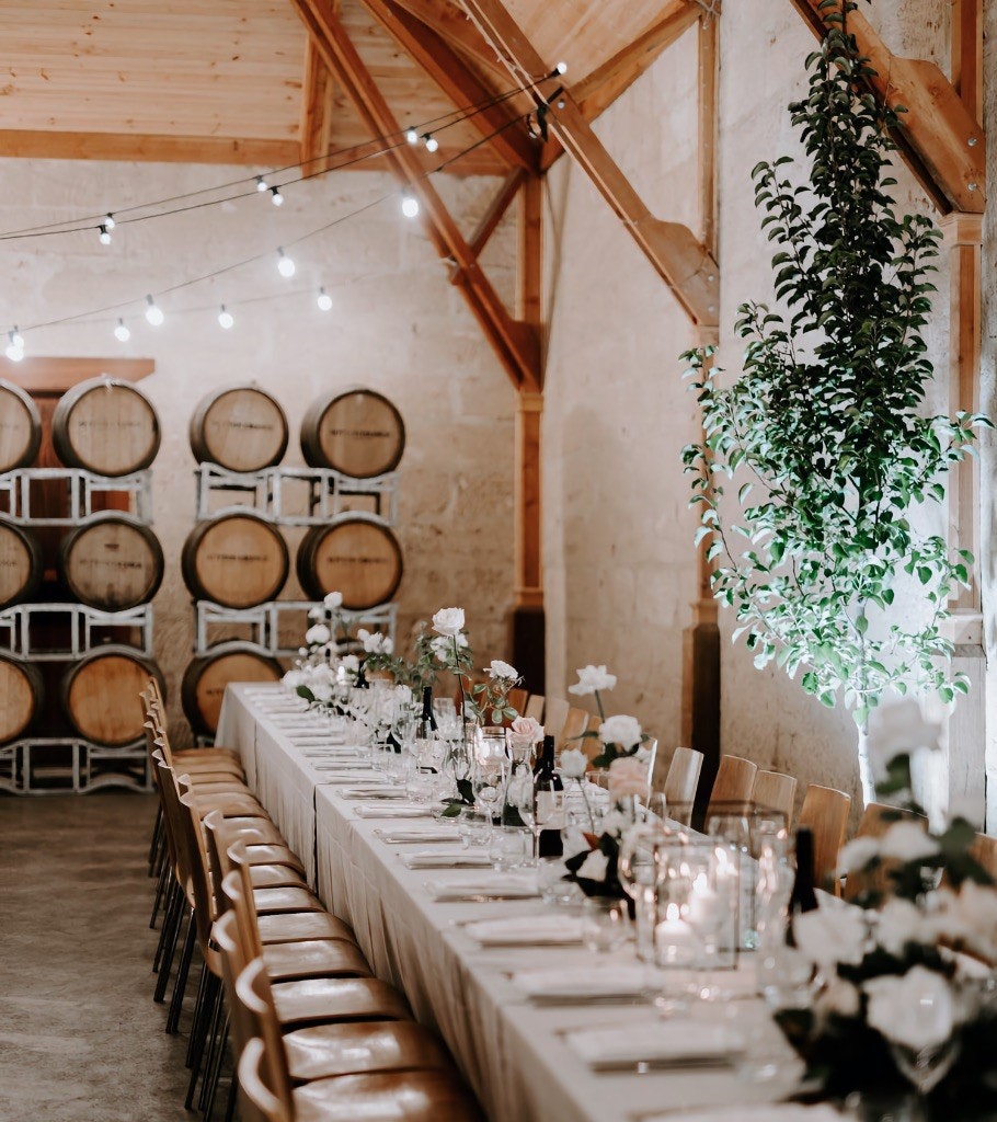 Styling details on a wedding reception table.
